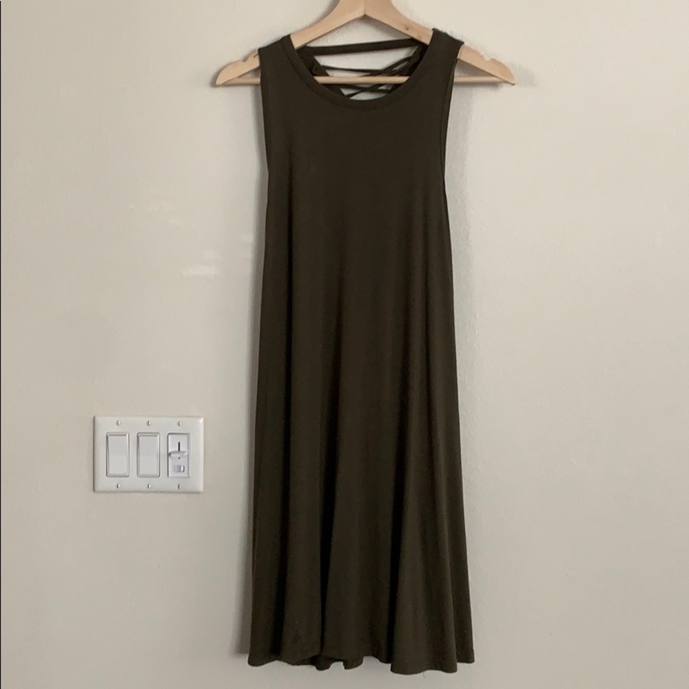 Olive green dress loose fit